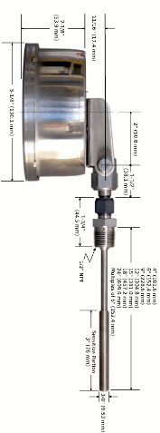 Technical drawing of thermometer