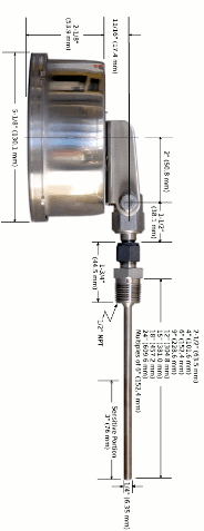 Technical drawing of thermometer