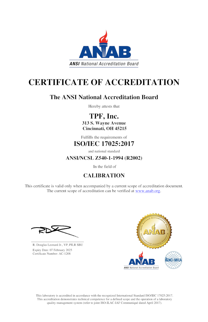 Accreditation certificate